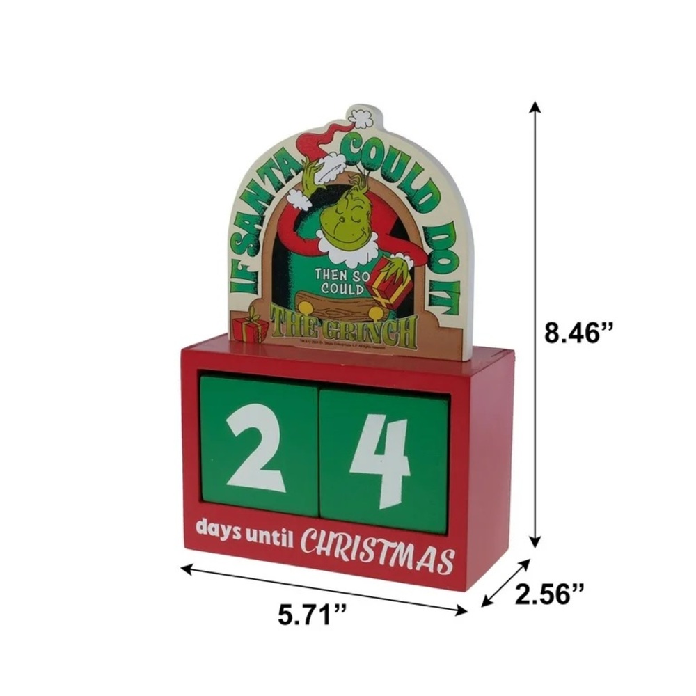 Dr. Seuss' How the Grinch Stole Christmas Red Countdown Christmas Calendar Decor - Picture 3 of 6